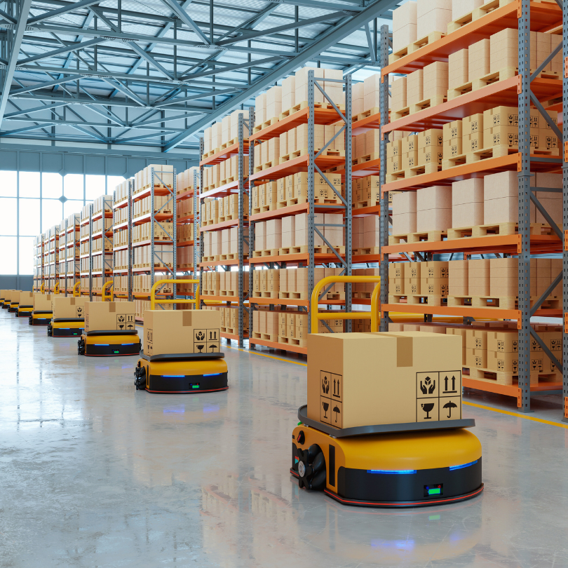 AGVs in warehouse bunt